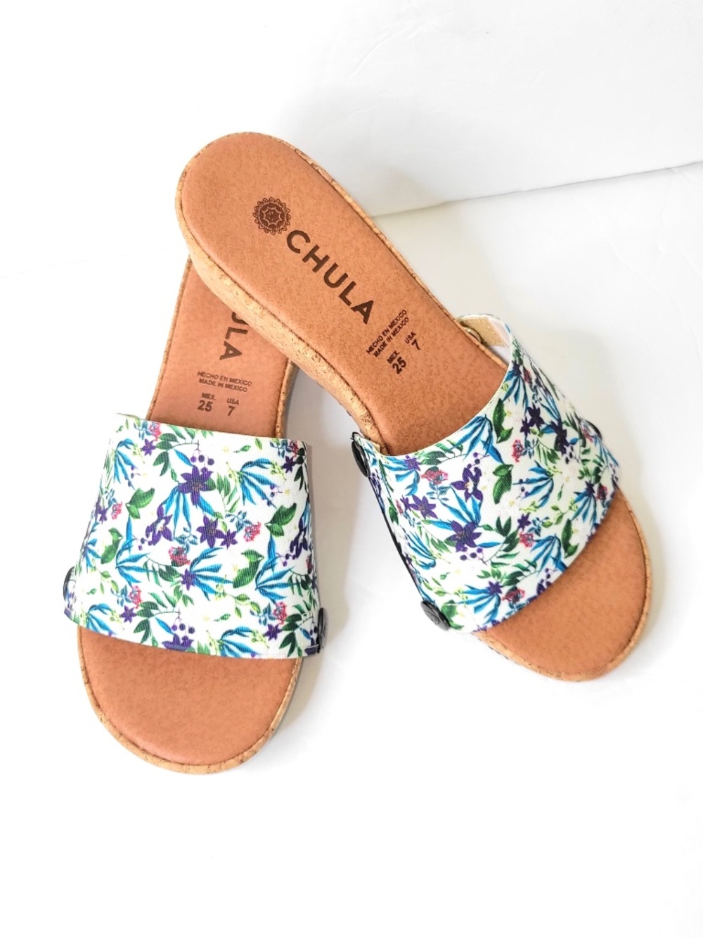 NWOT Chula Floral Slide Wedge Heel Sandals - 7